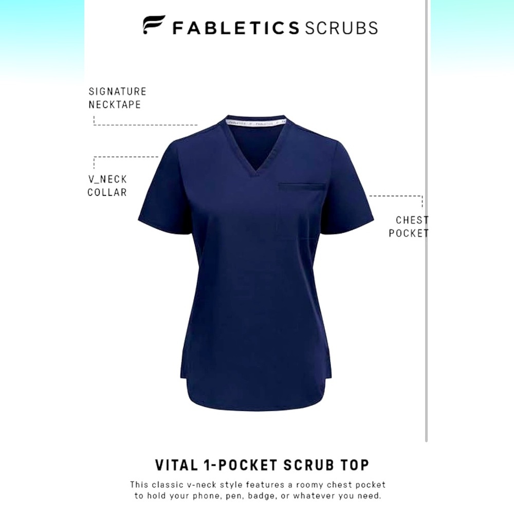 Fabletics Vital Scrub top, XS, Navy